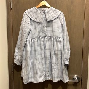 Lola may dress, size 8 (S-M), tartan print, light blue color